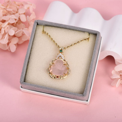 Luxury Crystal Lotus Buddha Pendant Necklace Gift For Mom-silviax