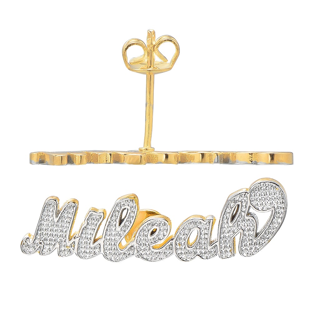 Gold Plated Two Tone Personalized Name Earrings-silviax