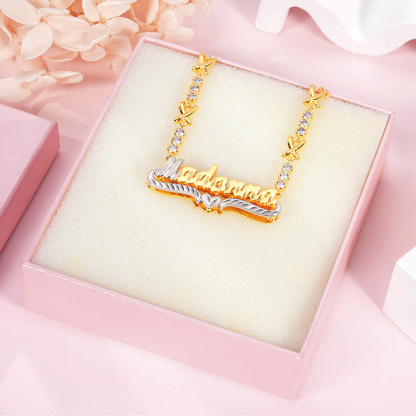 XOXO Chain Double Layer Personalized Custom Name Necklace-silviax