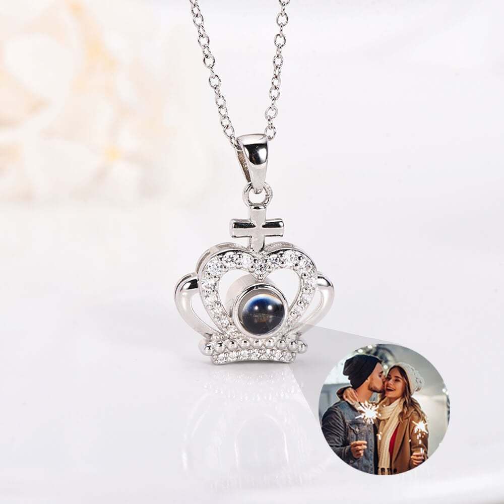 Crown Pendant Personalized Color Photo Projection Necklace-silviax