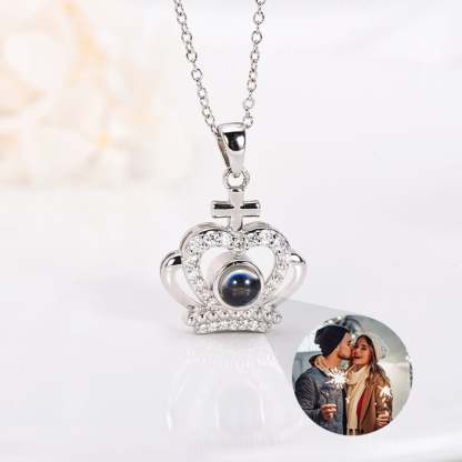 Crown Pendant Personalized Color Photo Projection Necklace-silviax