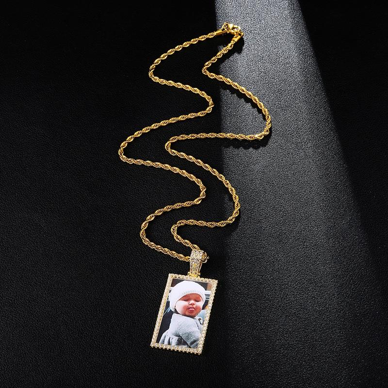 Square Pendant Personalized Custom Gold Plated Photo Necklace-silviax