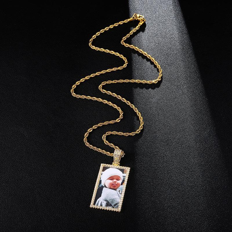 Square Pendant Personalized Custom Gold Plated Photo Necklace-silviax
