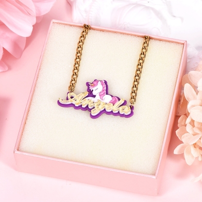 Unicorn Acrylic Personalized Custom Name Necklace-silviax