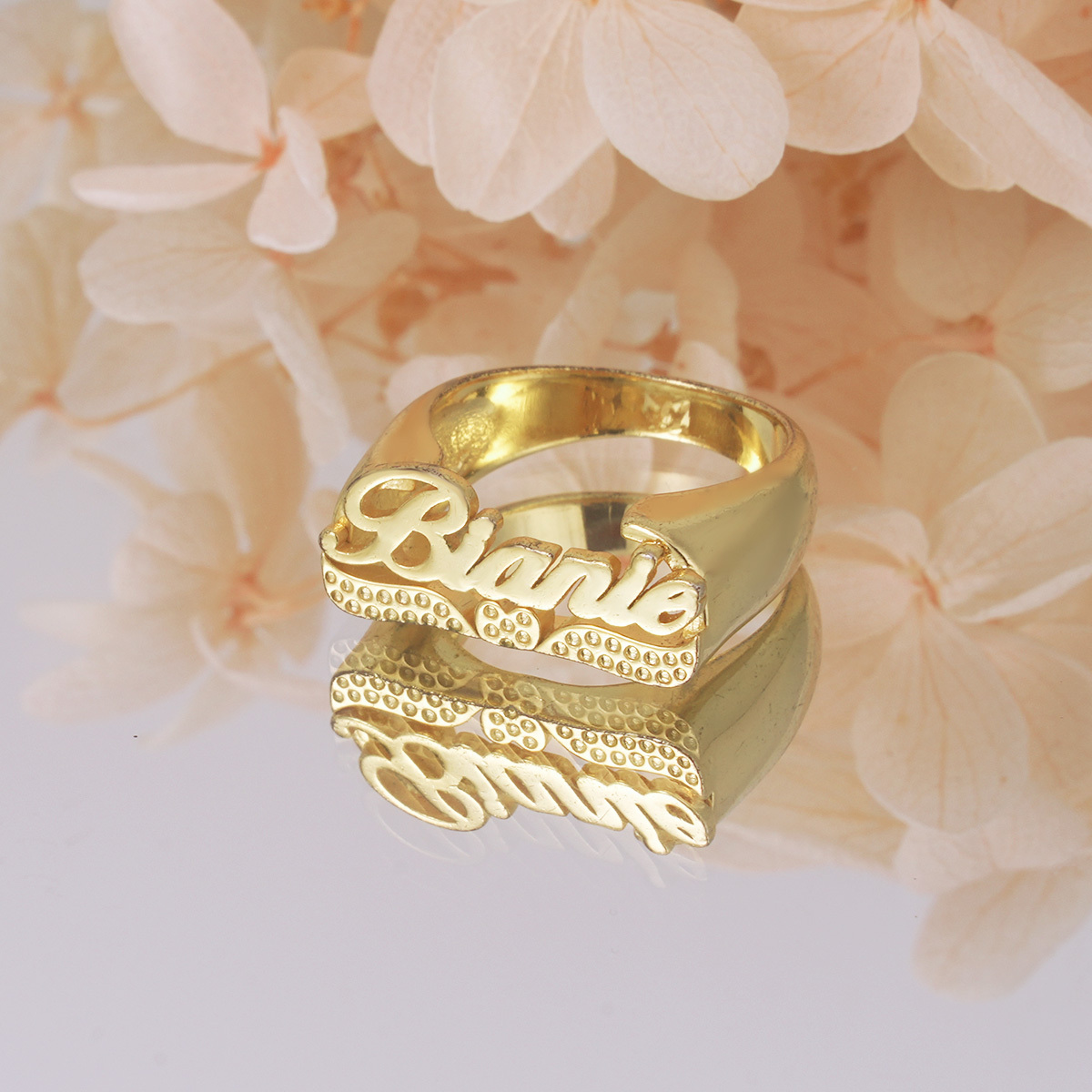 Heart Name Ring Personalized Custom Gold Plated Ring-silviax