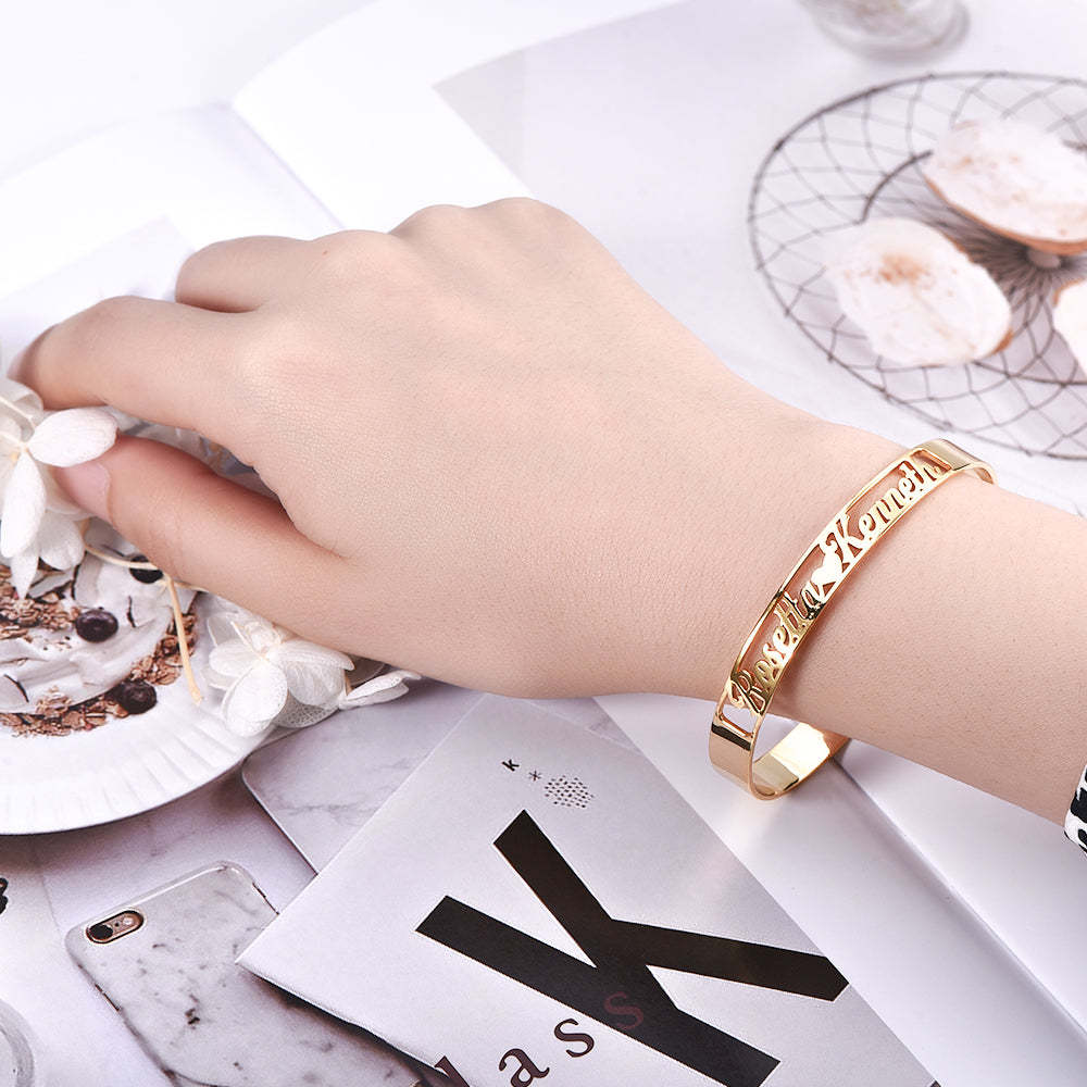 Personalized Double Name Bangle Bracelets For Couple-silviax