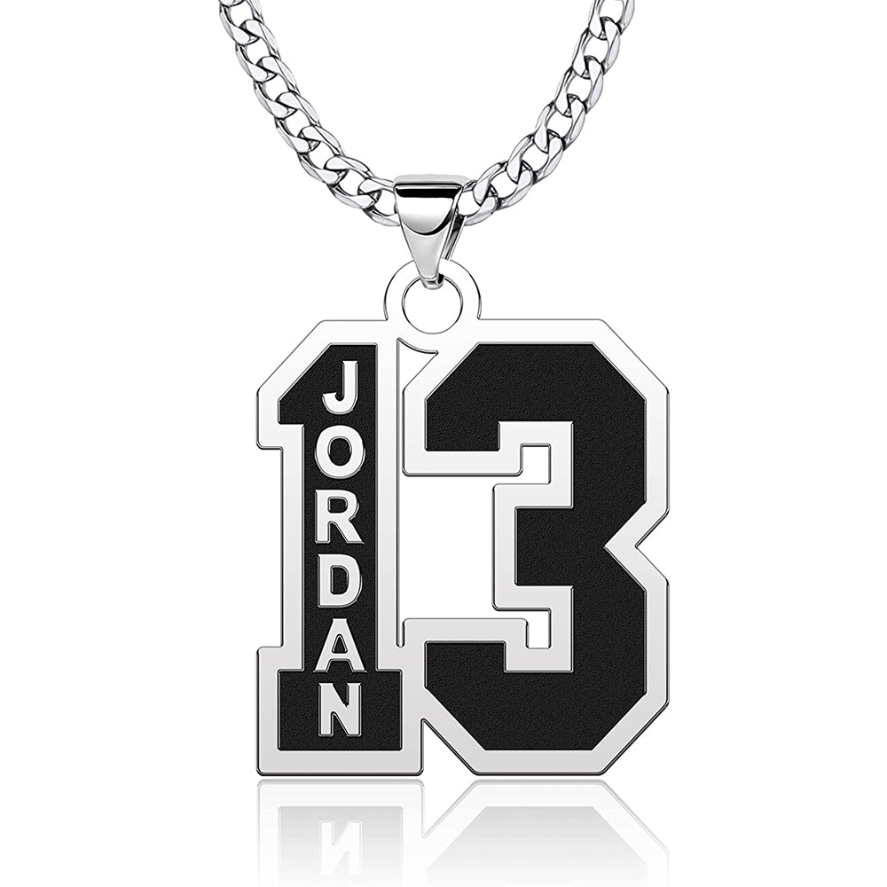 Personalized Sports Name Plate Number Pendant Necklace-silviax