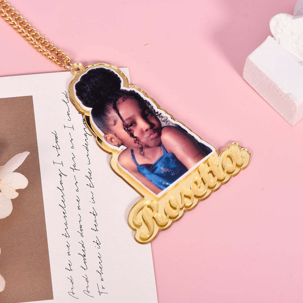 Portrait Photo with Name Personalized Acrylic Name Necklace-silviax