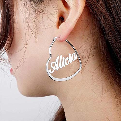 Gold Plating Personalized Heart Name Earrings-silviax