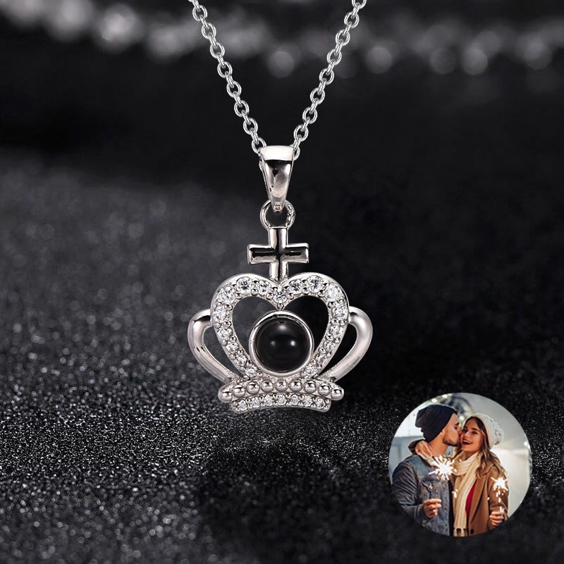 Crown Pendant Personalized Color Photo Projection Necklace-silviax