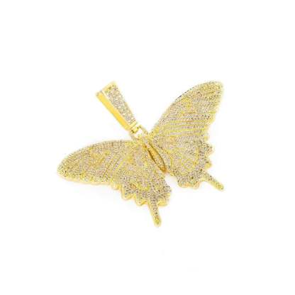 Butterfly Pendant Necklace Hip Hop Style Jewelry Gold Plated for Men Women-silviax