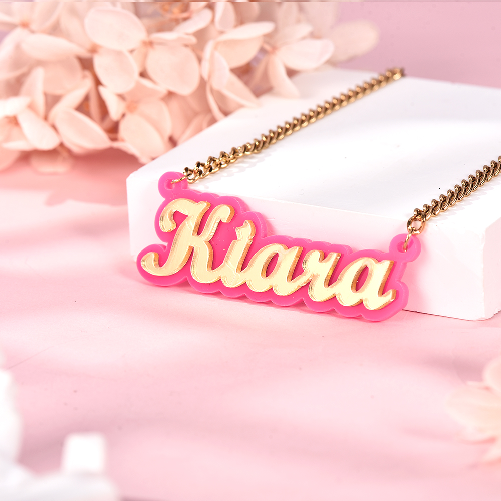 Colorful Acrylic Nameplate Pendant Personalized Custom Name Necklace