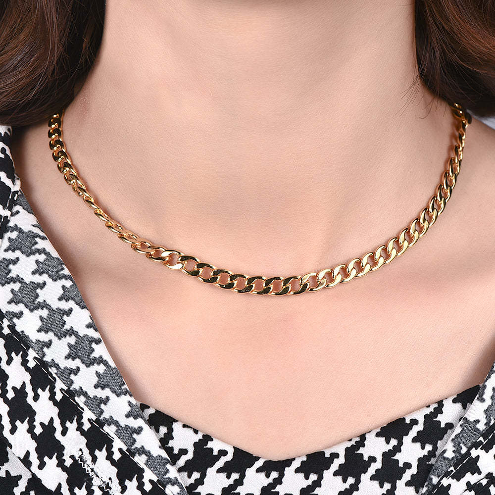 Cuban Link Chain 6mm Gold Plated Necklace Copper Chain-silviax
