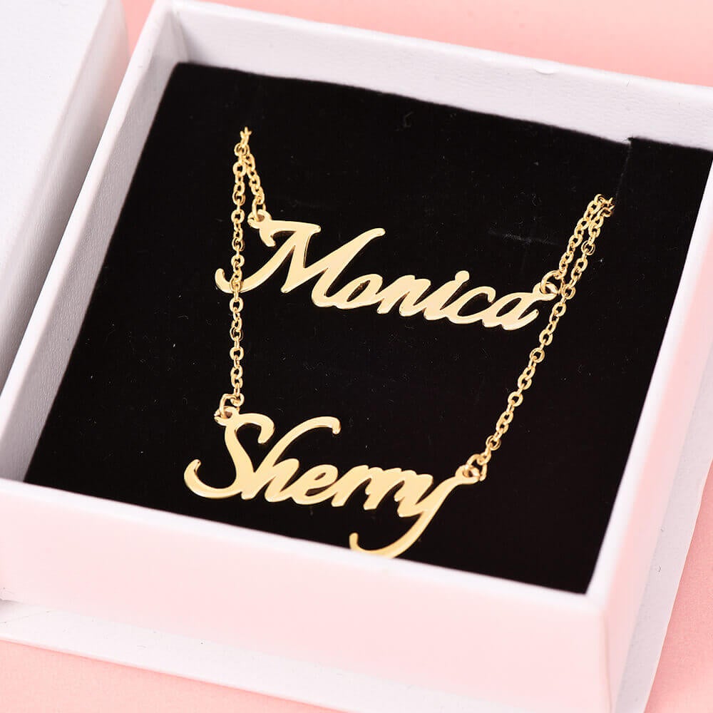 Gold Plated Personalized Two Names Layered Necklace-silviax