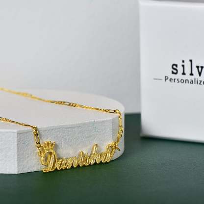 Gold Plated Crown Personalized Custom Name Necklace-silviax