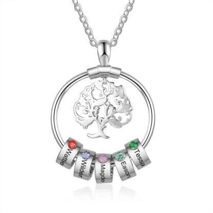 Tree of Life 1-5 Name Beads and Birthstones Personalized Custom Family Necklace Mother's Day Gift for Women Mom-silviax