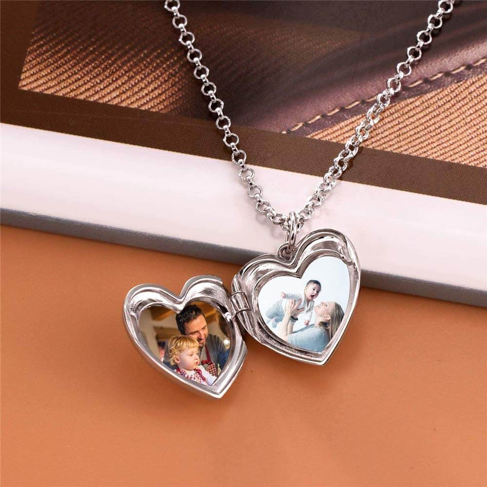 Personalized Engraved Heart Photo Locket Necklace-silviax
