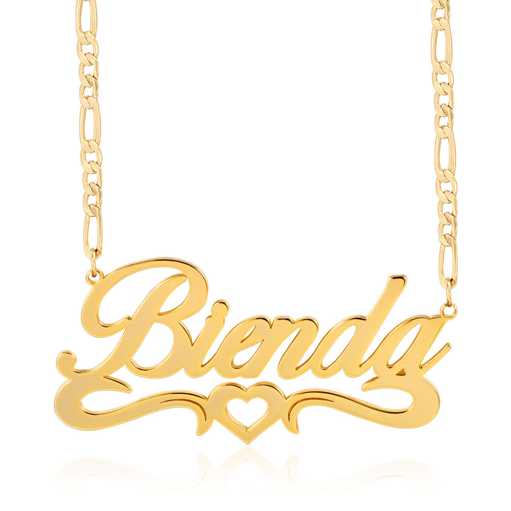 Hollow Heart Name Necklace Personalized Custom Gold Plated Jewelry Gift-silviax