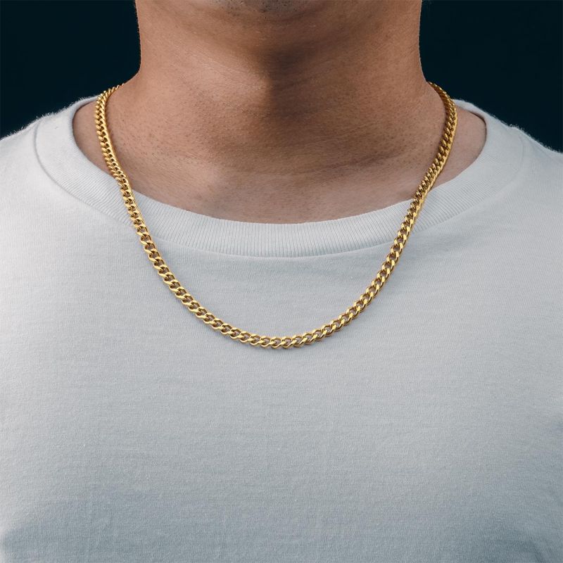 3mm/5mm Cuban Link Chain Gold Plated Necklace-silviax