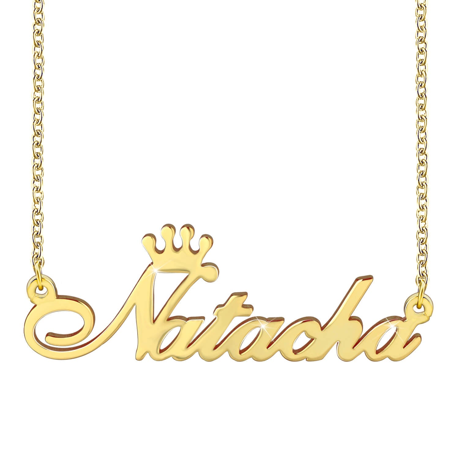 Nameplate Pendant with Crown Personalized Custom Name Necklace Gold Plating Jewelry-silviax