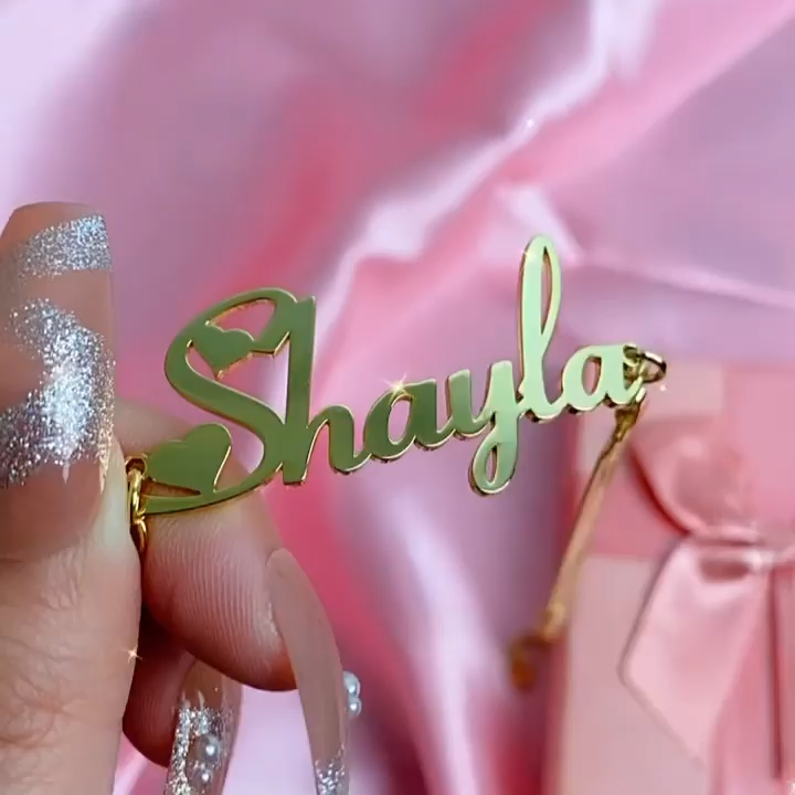 Heart Font Nameplate With Snake Chain Personalized Custom Name Necklace-silviax