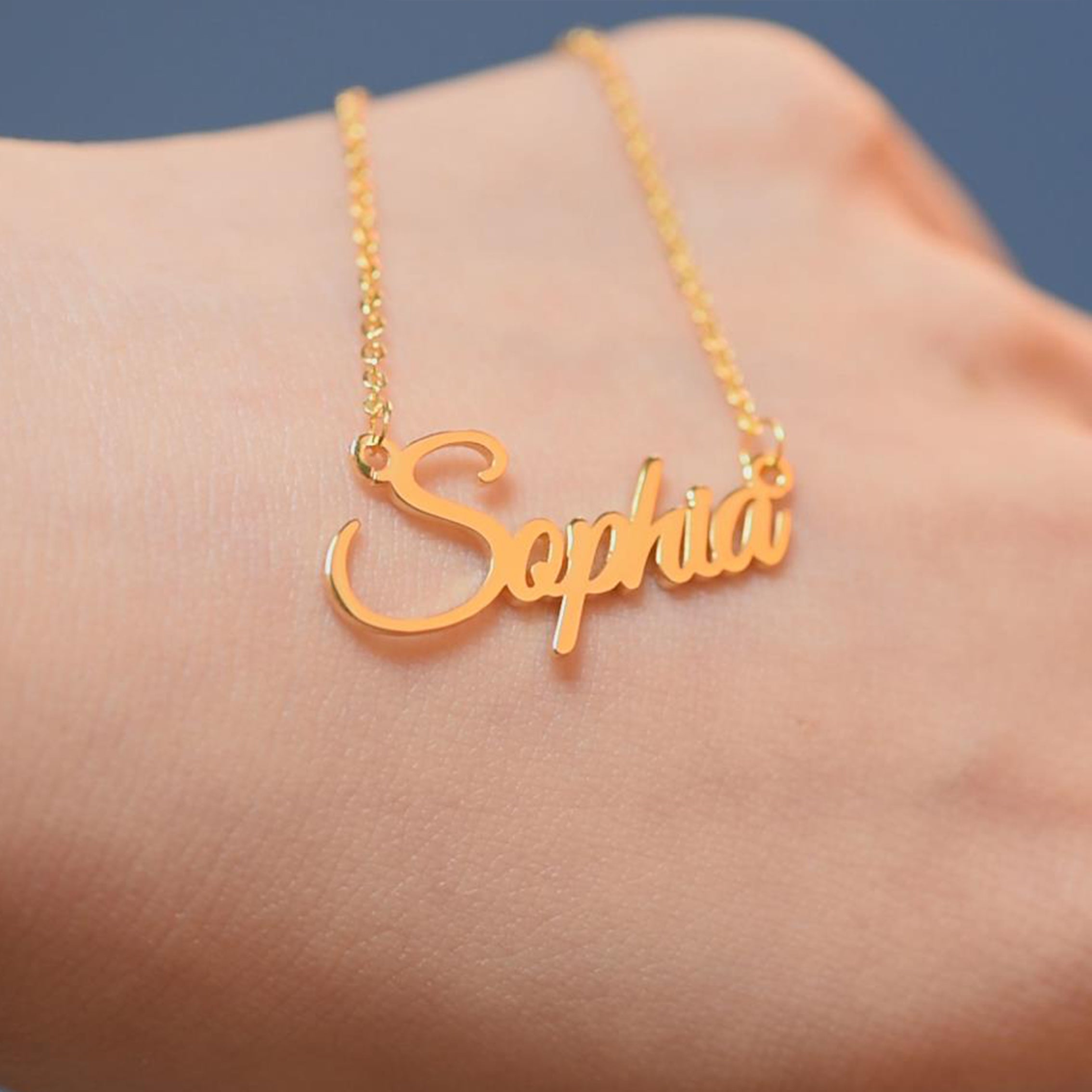 Gold Plated Custom Pendant Name Necklace Gift For Children-silviax