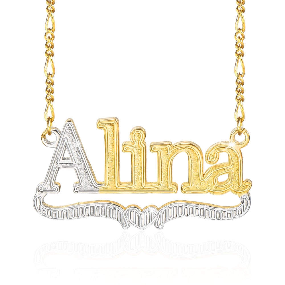 Gold Plated Personalized Two Tone with Heart Name Necklace-silviax