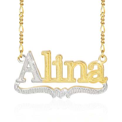 Gold Plated Personalized Two Tone with Heart Name Necklace-silviax