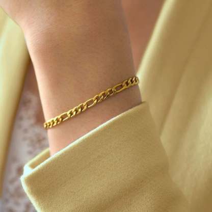 5mm Figaro Chain Gold Plated Bracelet-silviax