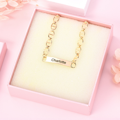 Personalized Custom Engraved Bar Name Chain Bracelet Gifts for Women Men-silviax