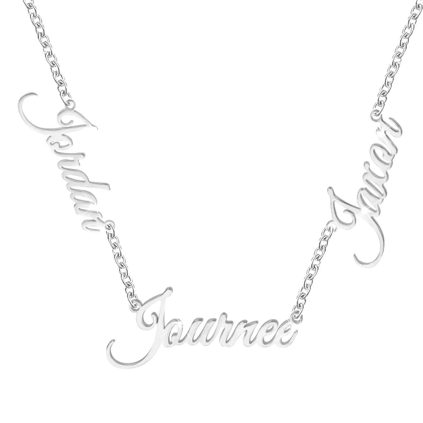 Three Nameplate Pendant Gold Plated Personalized Custom Name Necklace Jewelry Gift for Mom Wife-silviax