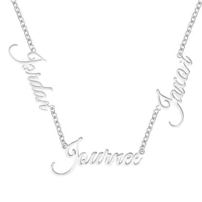 Three Nameplate Pendant Gold Plated Personalized Custom Name Necklace Jewelry Gift for Mom Wife-silviax