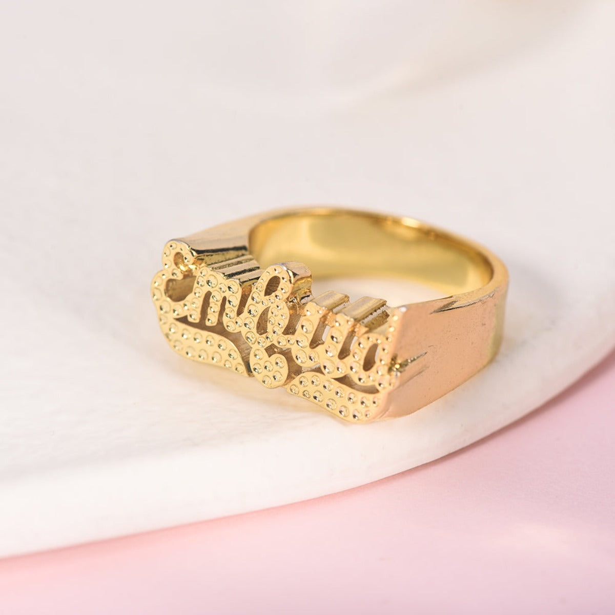 Personalized 3D Finger Name Ring Custom Script Ring with Personalized 3D Finger Name Ring Custom Script Ring with