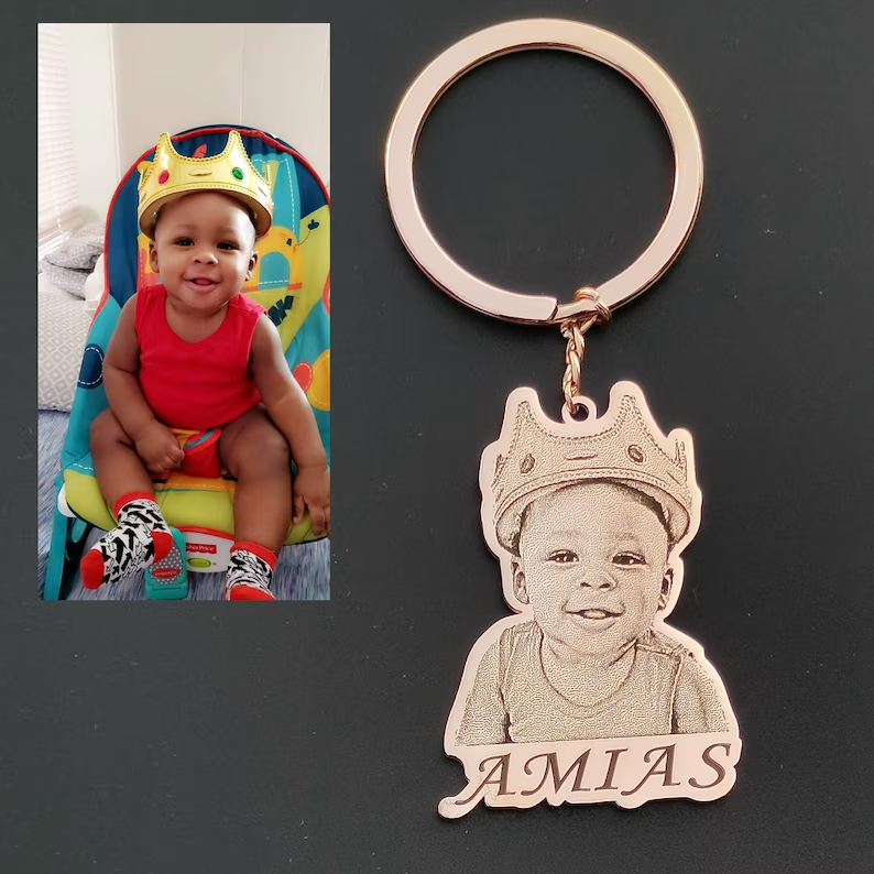 Personalized Custom Gold Plated Photo Nameplate Keychain Keyring Gifts-silviax