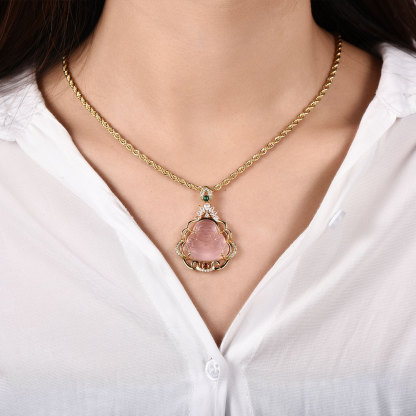 Luxury Crystal Lotus Buddha Pendant Necklace Gift For Mom-silviax