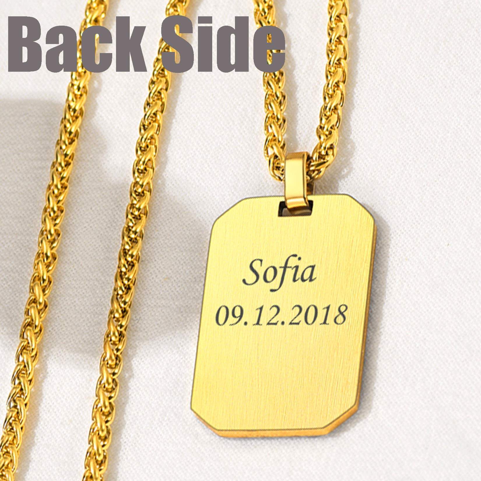 Square Pendant Photo Engraving Personalized Custom Gold Plated Photo Necklace-silviax