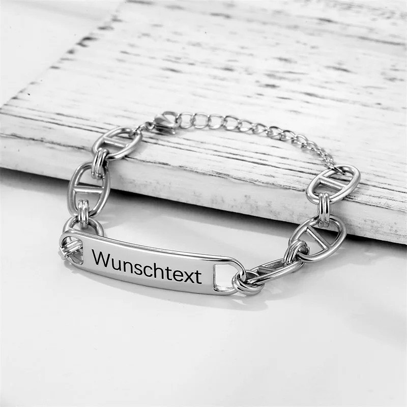 Personalized Custom Engraved Bar Name Chain Bracelet Gifts for Women Men-silviax