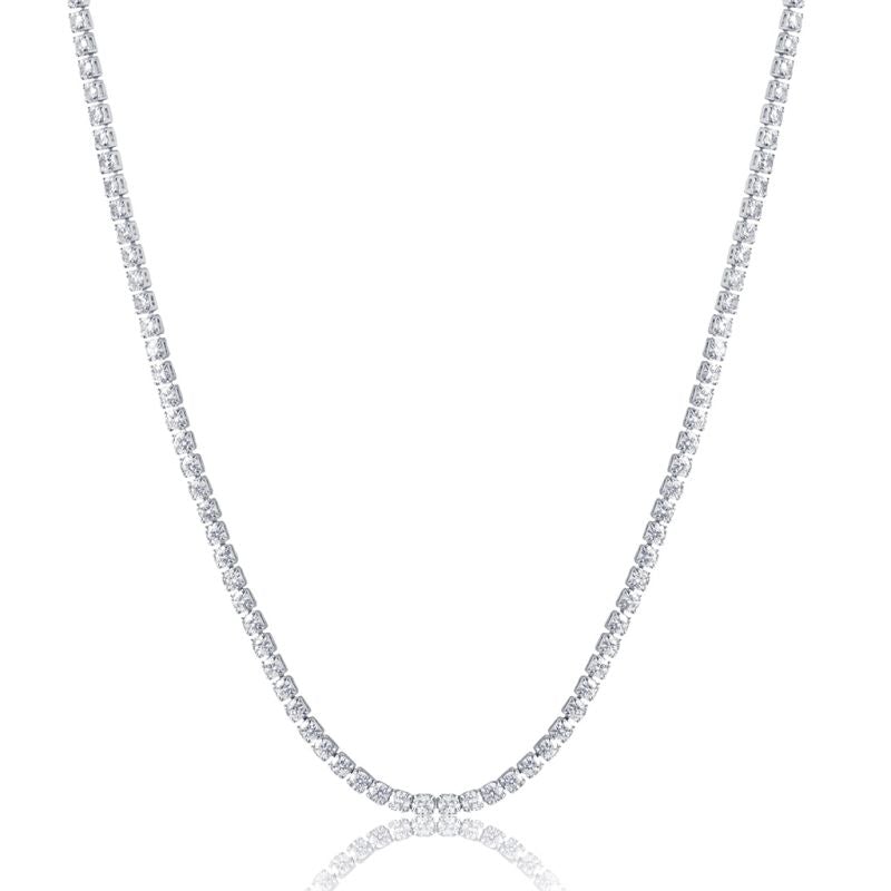 3MM/4MM Tennis Chain White Gold Plated Necklace-silviax