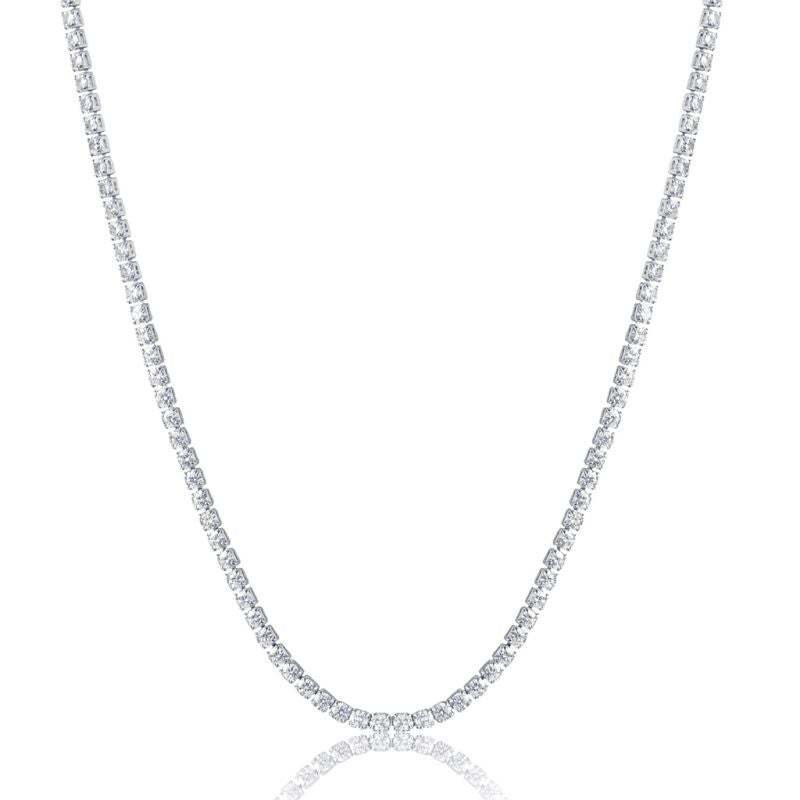 3MM/4MM Tennis Chain White Gold Plated Necklace-silviax