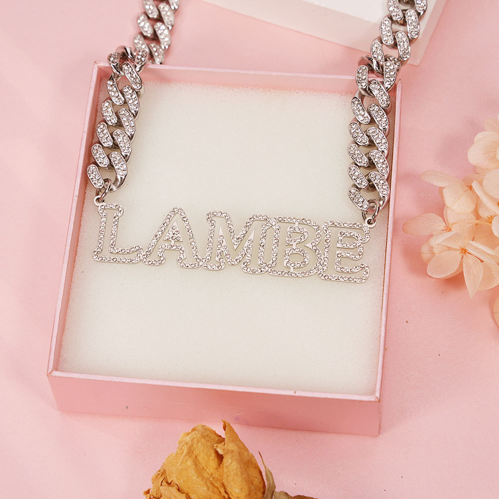 Hip Hop Style Cuban Chain Hollow Capital Letter Custom Initial Name Necklace-silviax