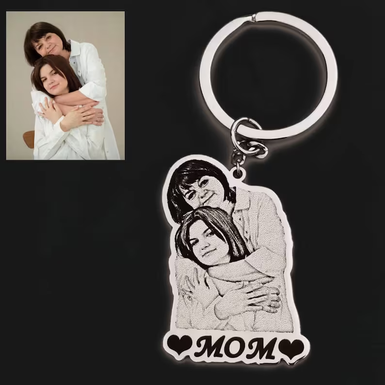 Personalized Custom Gold Plated Photo Nameplate Keychain Keyring Gifts-silviax