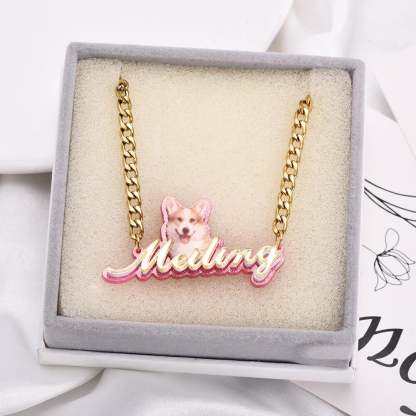 Photo Image Acrylic Personalized Custom Name Necklace  purple-silviax