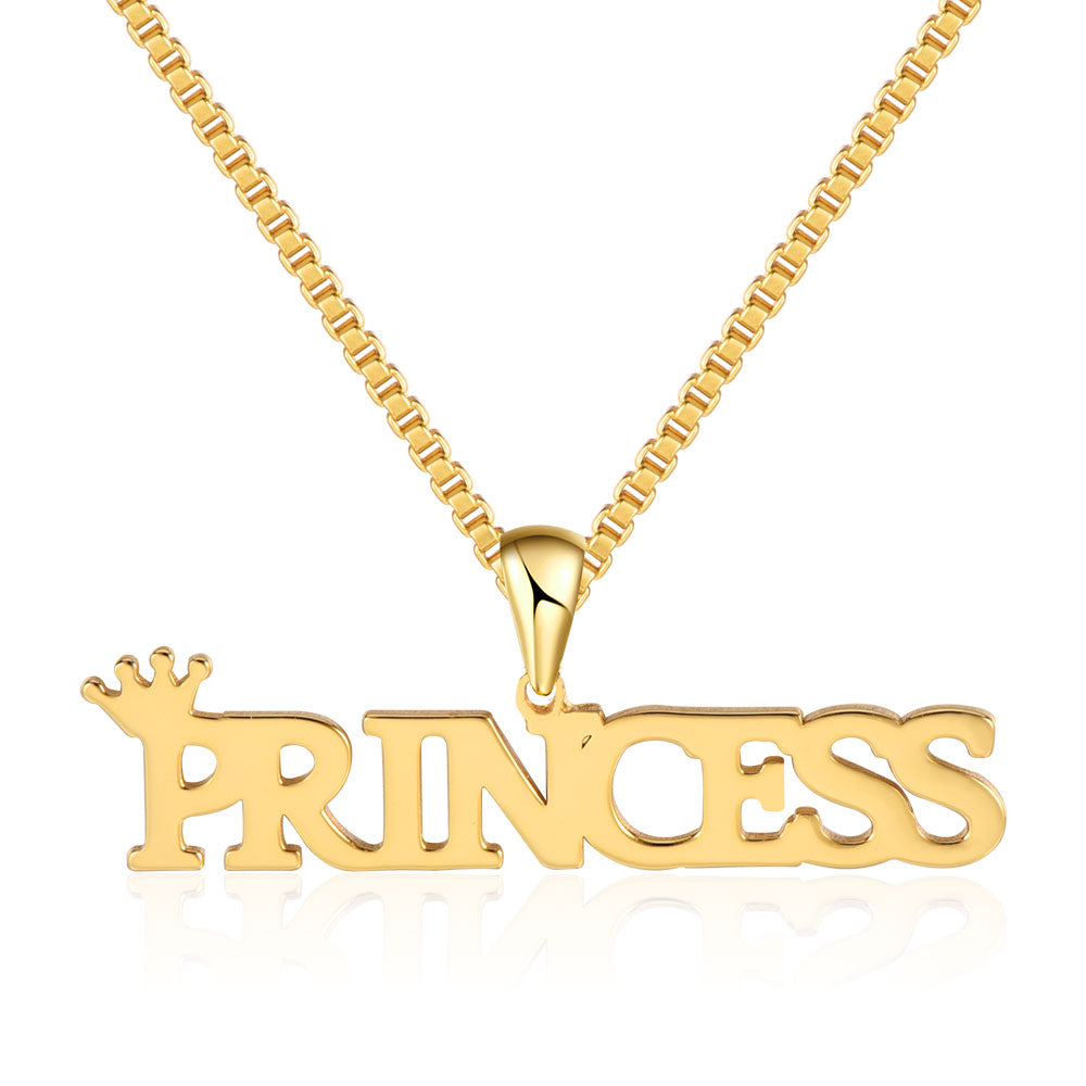 Nameplate Pendant with Crown Personalized Custom Name Necklace-silviax
