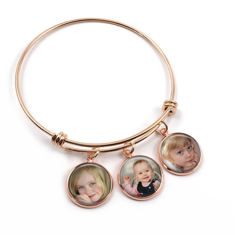 1 to 3 Photo Personalized Custom Round Pendant Photo Bracelet-silviax