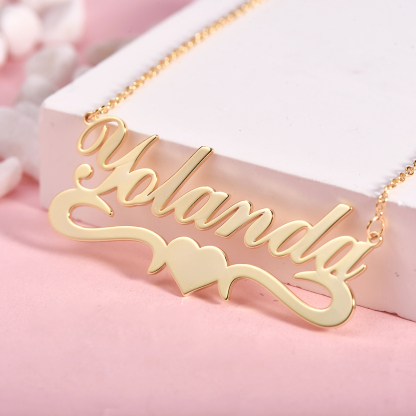 Heart Name Necklace Personalized Custom Gold Plated Mother Gift-silviax