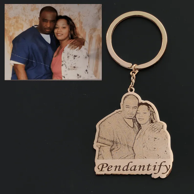 Personalized Custom Gold Plated Photo Nameplate Keychain Keyring Gifts-silviax