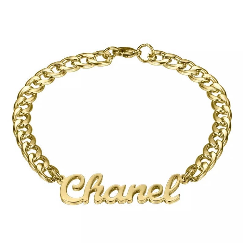 5mm Cuban Chain Gold Plated Personalized Custom Name Bracelet-silviax
