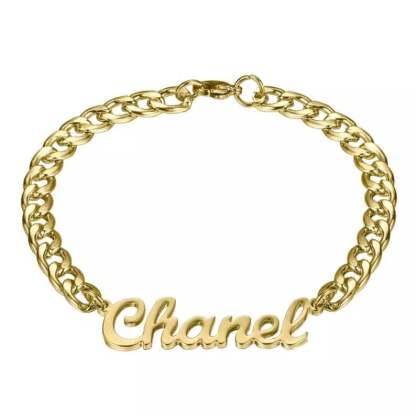 5mm Cuban Chain Gold Plated Personalized Custom Name Bracelet-silviax