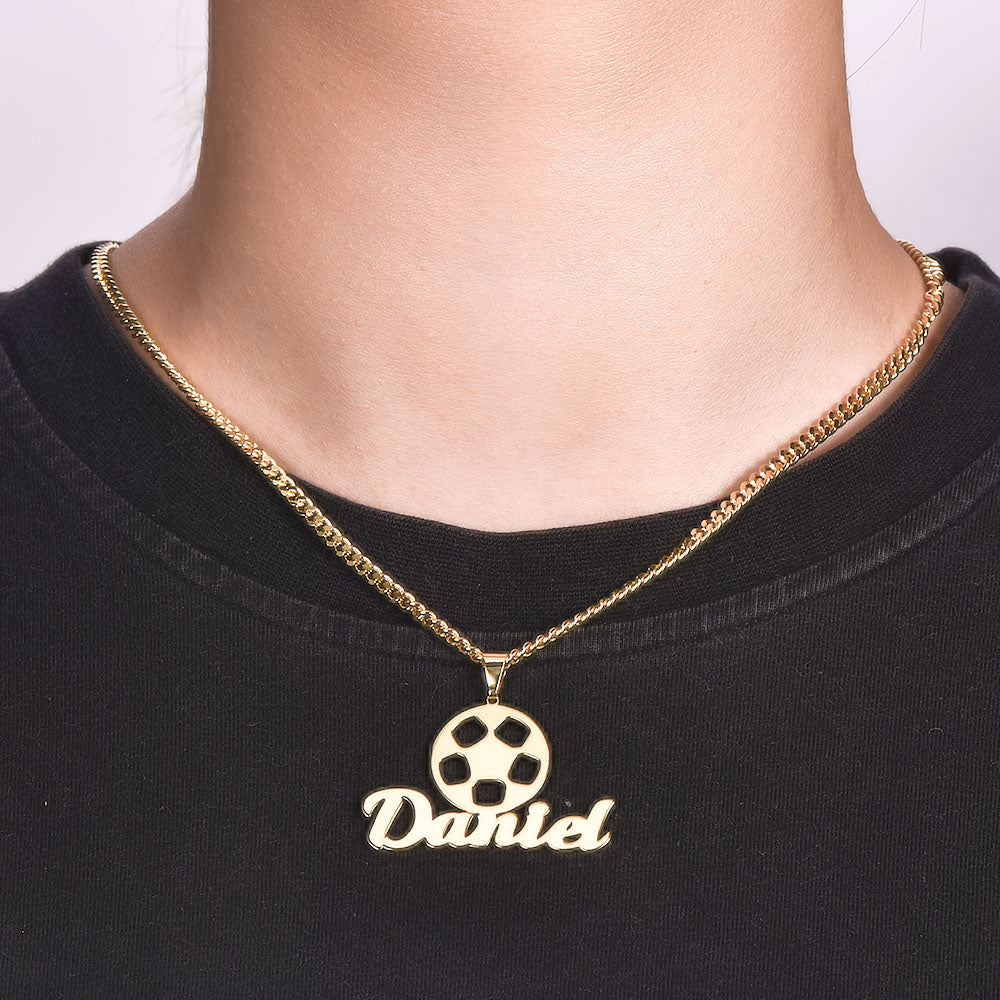 Personalized Sports Football Name Necklace for Men Kids-silviax