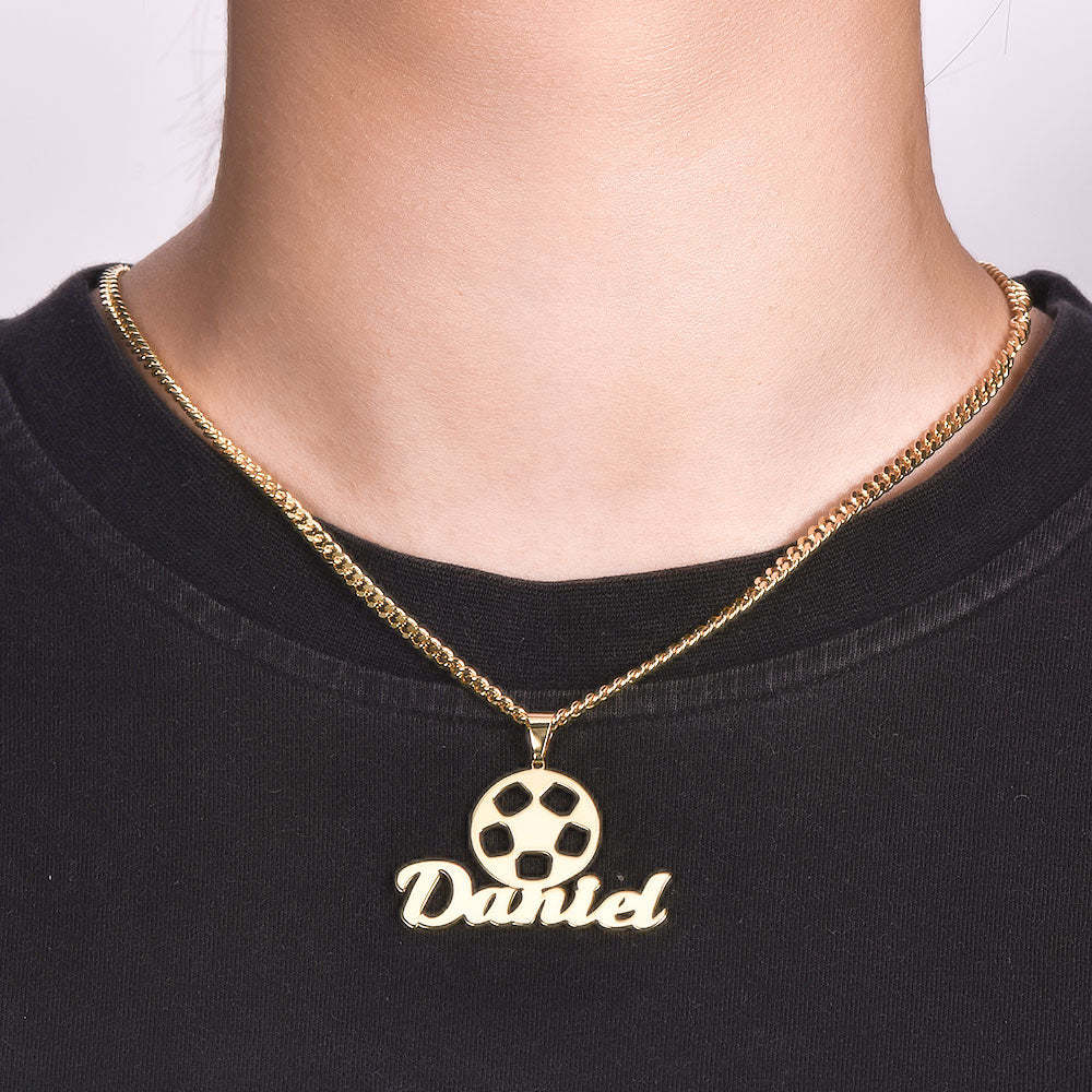 Personalized Sports Football Name Necklace for Men Kids-silviax